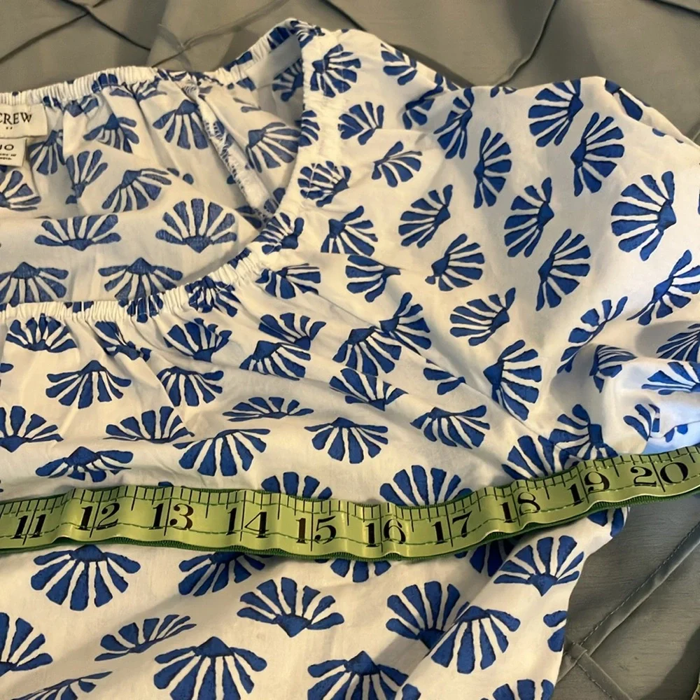 J Crew blue & white ginkgo pattern dress 10 EUC cottagecore